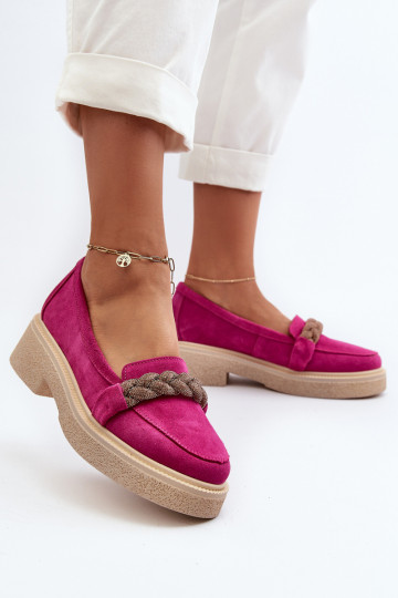 Zazoo 3429/IN Mocassins élégants en nubuck avec ornements couleur rose