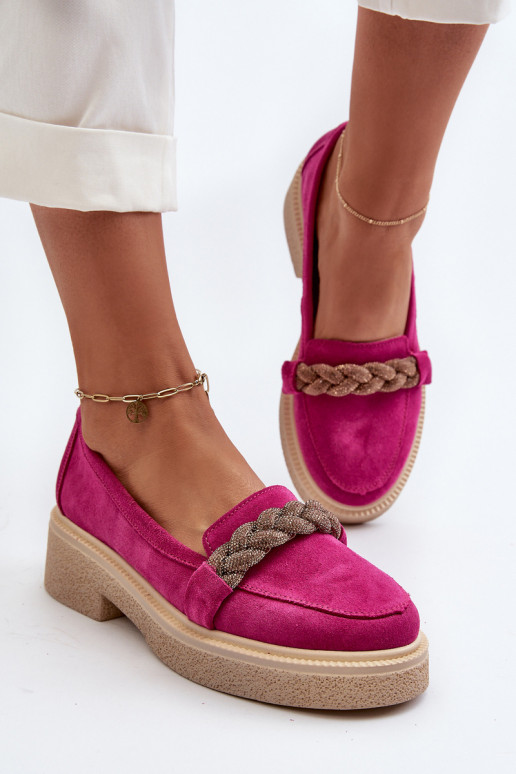 Zazoo 3429/DANS Mocassins élégants en daim avec des ornements couleur rose Zazoo 3429/DANS Mocassins élégants en daim avec des ornements couleur rose