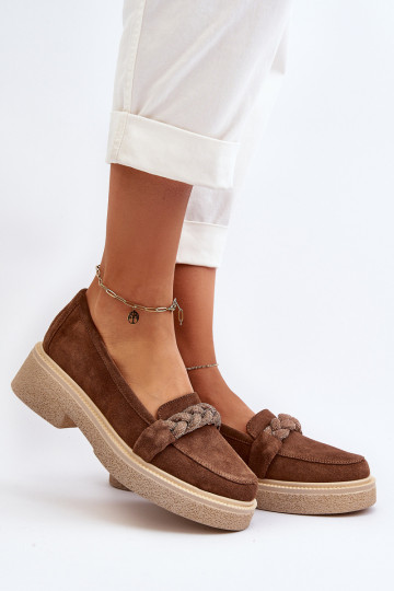 Zazoo 3429/IN Mocassins élégants en nubuck avec ornements couleur marron
