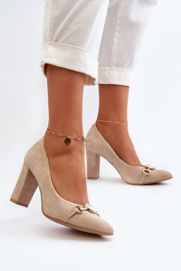 Zazoo 2453/OS Chaussures en nubuck avec talons et cœurs couleur cappuccino
