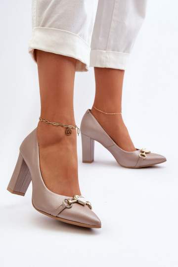Zazoo 2453/OS Chaussures en cuir avec talons et cœurs perle