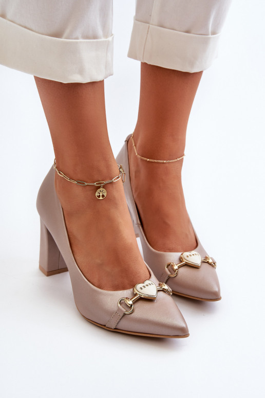 Zazoo 2453/OS Peau Chaussures avec des talons avec des coeurs nacre Zazoo 2453/OS Peau Chaussures avec des talons avec des coeurs nacre