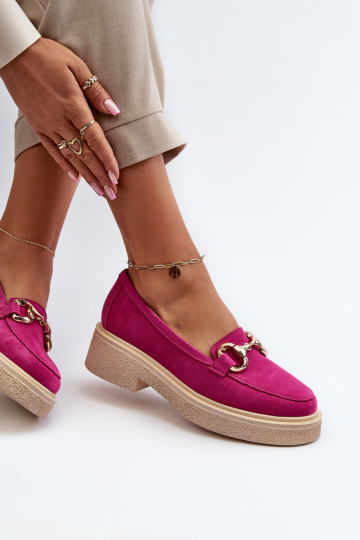 Zazoo 3429 Mocassins en nubuck pour femmes avec ornements couleur rose 2