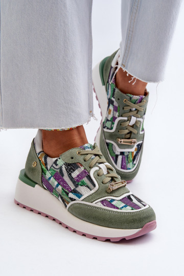Peau Chaussures modèle baskets Féminin avec une plateforme Il fautciejka 06390-09 SeledynoÀe
