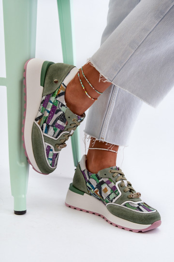 Peau Chaussures modèle baskets Féminin avec une plateforme Il fautciejka 06390-09 SeledynoÀe 2
