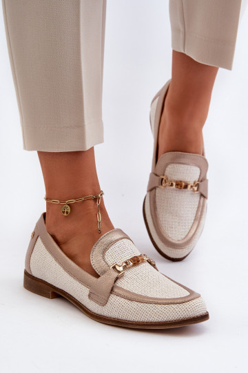 Peau Mocassins avec des ornements couleur dorée Il fautciejka 06442-25 couleur dorée