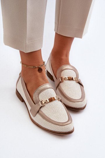Peau Mocassins avec des ornements couleur dorée Il fautciejka 06442-25 couleur dorée 2
