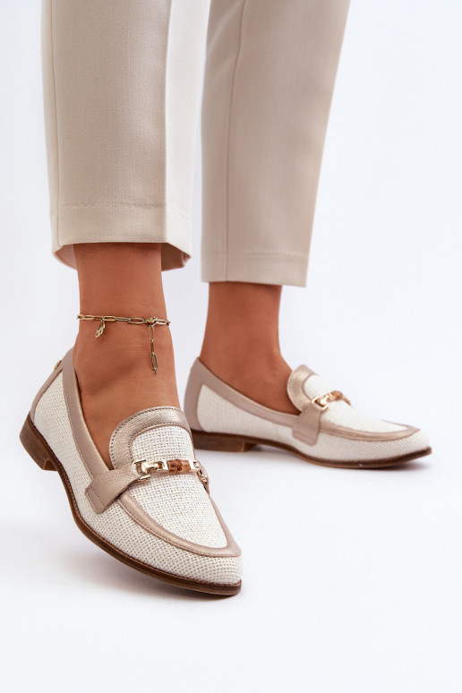 Peau Mocassins avec des ornements couleur dorée Il fautciejka 06442-25 couleur dorée Peau Mocassins avec des ornements couleur dorée Il fautciejka 06442-25 couleur dorée