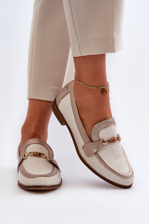 Peau Mocassins avec des ornements couleur dorée Il fautciejka 06442-25 couleur dorée Peau Mocassins avec des ornements couleur dorée Il fautciejka 06442-25 couleur dorée