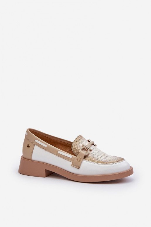 Peau Mocassins chaussures Féminin Il fautciejka 06493-11 Blanc-beige