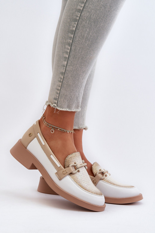 Peau Mocassins chaussures Féminin Il fautciejka 06493-11 Blanc-beige