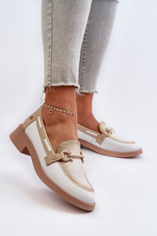 Peau Mocassins chaussures Féminin Il fautciejka 06493-11 Blanc-beige