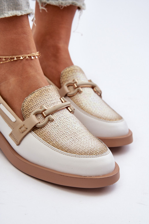 Peau Mocassins chaussures Féminin Il fautciejka 06493-11 Blanc-beige