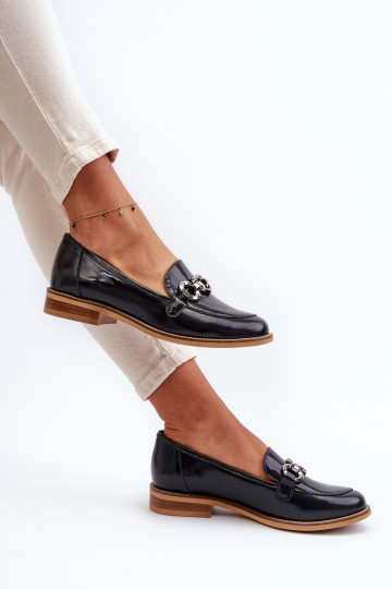 Mocassins en cuir verni pour femmes Laura Messi 2760 couleur bleu foncé 2