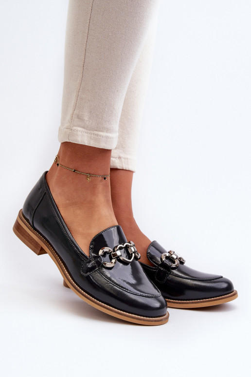 Peau Féminin Mocassins laqués Laura Messi 2760 bleu foncé