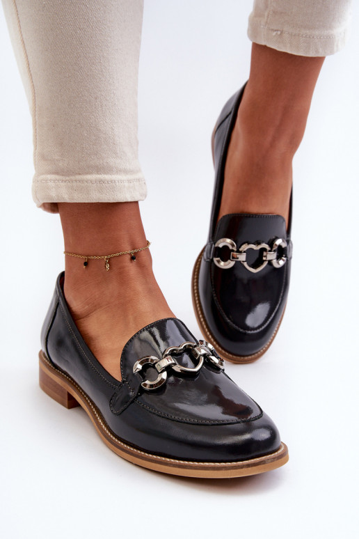 Peau Féminin Mocassins laqués Laura Messi 2760 bleu foncé