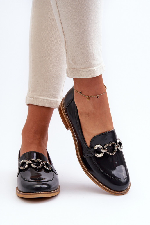 Peau Féminin Mocassins laqués Laura Messi 2760 bleu foncé