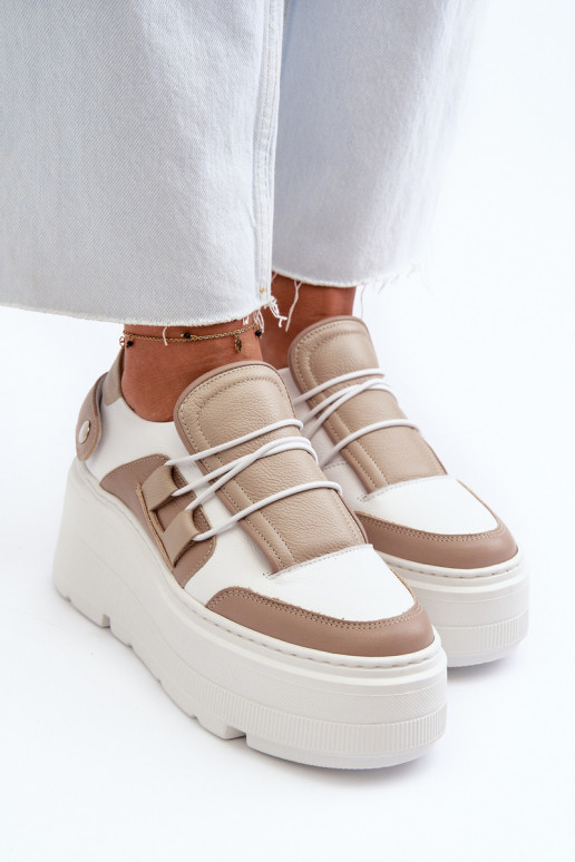 Zazoo 1833 Chaussures modèle baskets Féminin Peau avec des semelles massives à la mode beige-couleur blanche Zazoo 1833 Chaussures modèle baskets Féminin Peau avec des semelles massives à la mode beige-couleur blanche