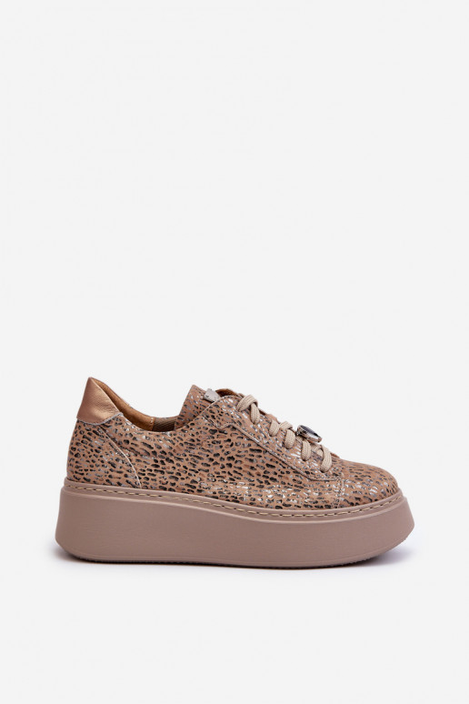 Peau baskets avec une plateforme Il fautciejka 06191-10 beige