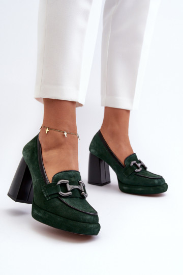 Peau Chaussures Sur un énorme poteau Laura Messi 2706 couleur kaki