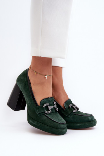 Peau Chaussures Sur un énorme poteau Laura Messi 2706 couleur kaki 2