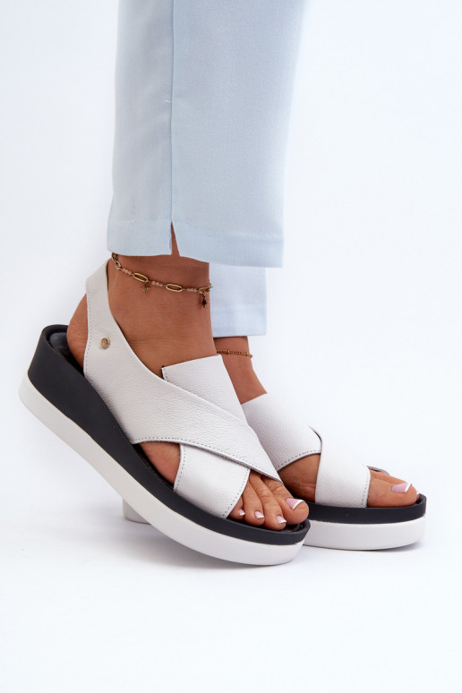 Zazoo 40256 Peau Sandales à plateforme couleur blanche Zazoo 40256 Peau Sandales à plateforme couleur blanche