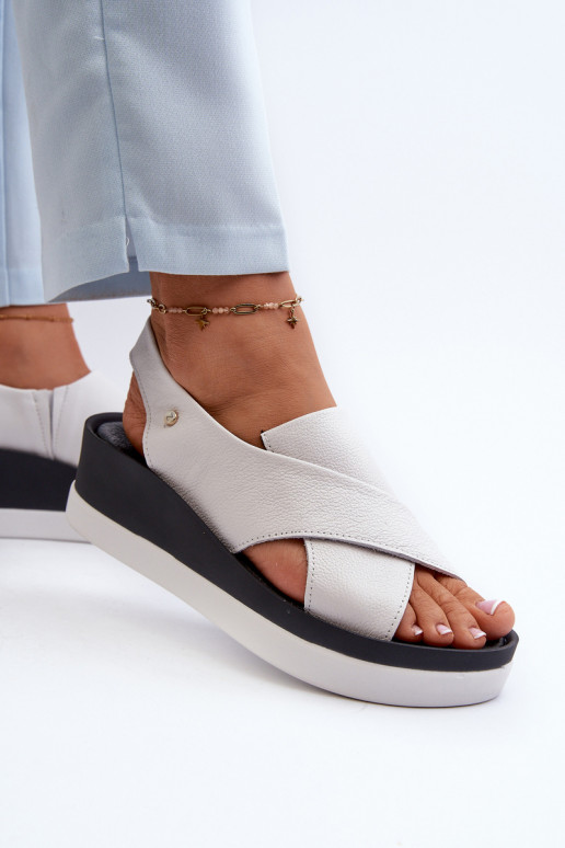 Zazoo 40256 Peau Sandales à plateforme couleur blanche Zazoo 40256 Peau Sandales à plateforme couleur blanche