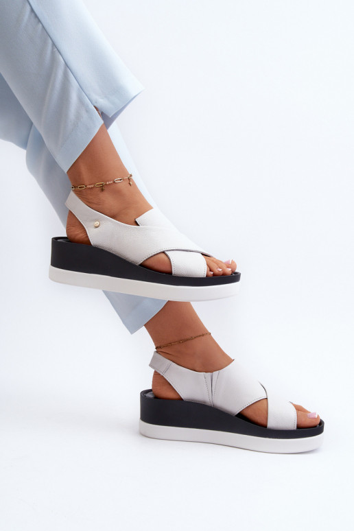 Zazoo 40256 Peau Sandales à plateforme couleur blanche Zazoo 40256 Peau Sandales à plateforme couleur blanche