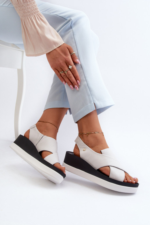 Zazoo 40256 Peau Sandales à plateforme couleur blanche Zazoo 40256 Peau Sandales à plateforme couleur blanche