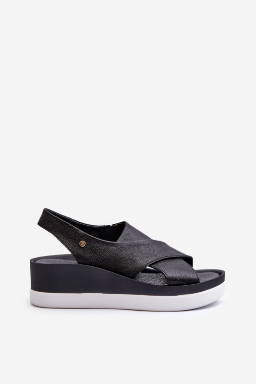 Zazoo 40256 Peau Sandales à plateforme couleur noire Zazoo 40256 Peau Sandales à plateforme couleur noire