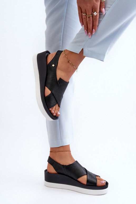 Zazoo 40256 Peau Sandales à plateforme couleur noire Zazoo 40256 Peau Sandales à plateforme couleur noire