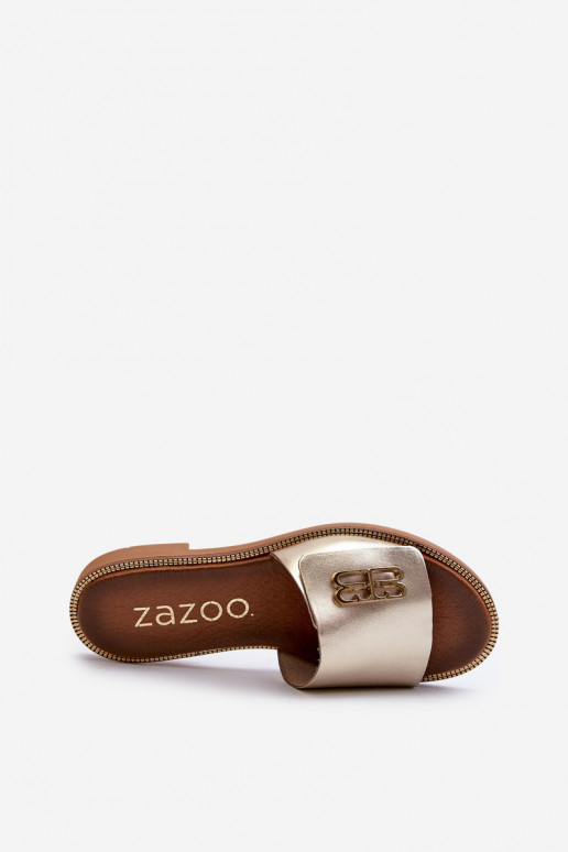 Zazoo 40384 Style élégant Pantoufles en cuir Féminin couleur dorée Zazoo 40384 Style élégant Pantoufles en cuir Féminin couleur dorée