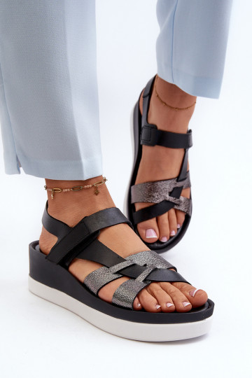 Sandales pour femmes avec plateforme de couleur noire Zazoo 40397