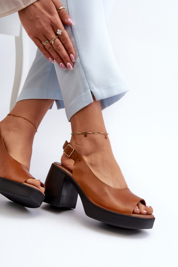 Zazoo 40376 Sandales pour femmes Sur des talons massifs marron 2