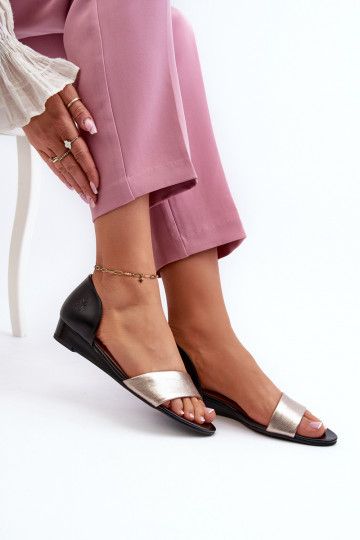 Sandales pour femmes Il fautciejka 1971-67 Noir et-couleur dorée 2