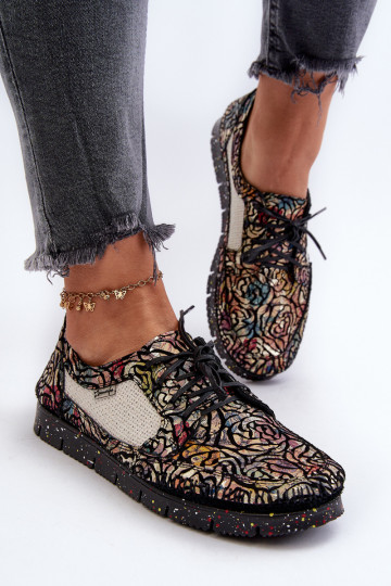 Chaussures pour femmes à motifs de couleur noire Tai turiciejka 06347-01 2