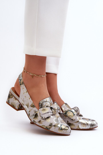 Féminin Sandales pour femmes Sur un talon bas avec des fleurs Il fautciejka N6539-38 couleur verte 2