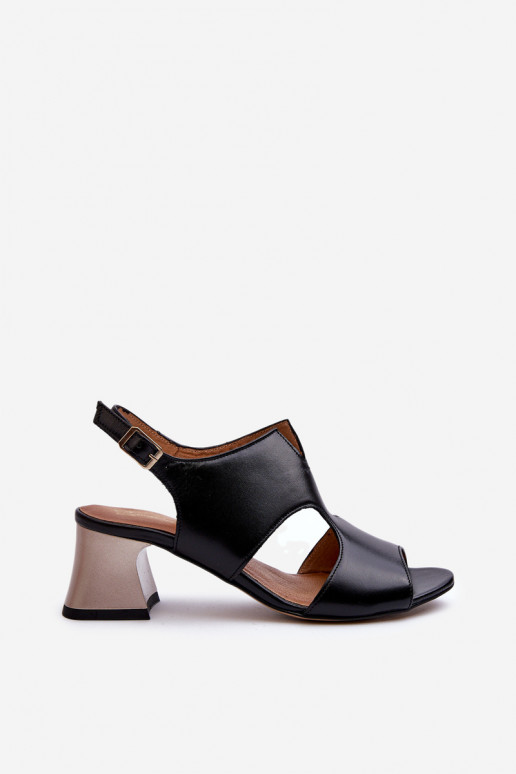 Sandales pour femmes Peau avec des talons Il fautciejka 06566-01 couleur noire Sandales pour femmes Peau avec des talons Il fautciejka 06566-01 couleur noire