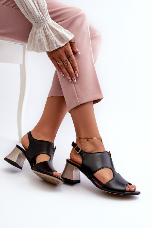 Sandales pour femmes Peau avec des talons Il fautciejka 06566-01 couleur noire Sandales pour femmes Peau avec des talons Il fautciejka 06566-01 couleur noire