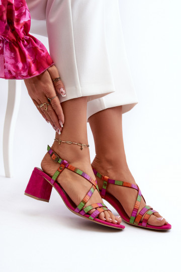 Sandales en daim avec des talons bas Il fautciejka 06653-15 couleur rose 2