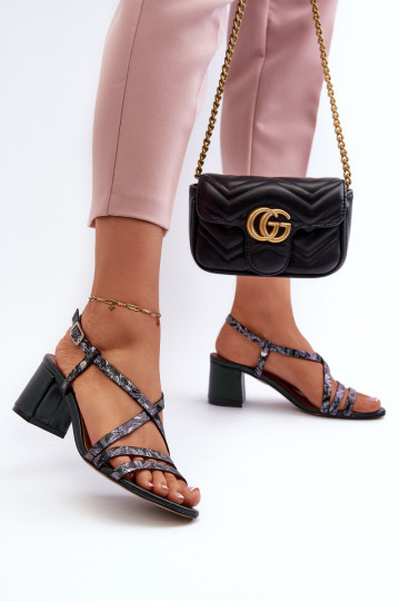 Sandales pour femmes à talons bas de couleur kaki Tai turiciejka 06653-09