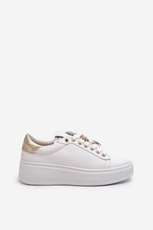 Peau Chaussures modèle baskets Féminin avec une plateformePrzypinkami D&A SN67 couleur blanche Peau Chaussures modèle baskets Féminin avec une plateformePrzypinkami D&A SN67 couleur blanche