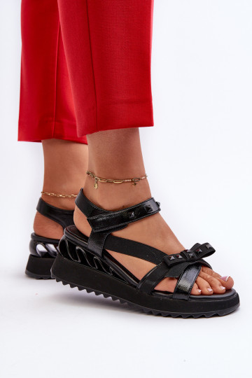 Sandales pour femmes avec nœuds D&A CR956 noires 2