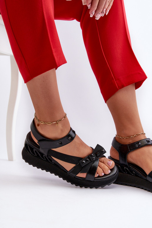 Sandales pour femmes avec des rubans D&A CR956 couleur noire Sandales pour femmes avec des rubans D&A CR956 couleur noire