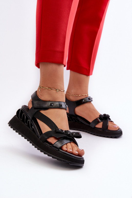 Sandales pour femmes avec des rubans D&A CR956 couleur noire Sandales pour femmes avec des rubans D&A CR956 couleur noire