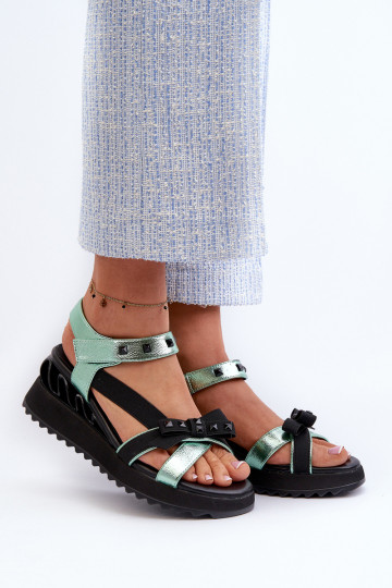 Sandales pour femmes avec des rubans D&A CR956 couleur verte 2