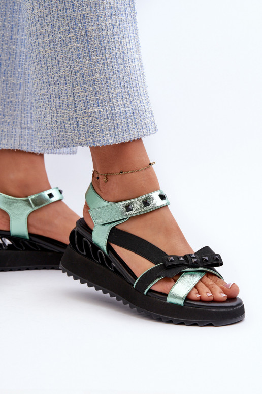 Sandales pour femmes avec des rubans D&A CR956 couleur verte Sandales pour femmes avec des rubans D&A CR956 couleur verte