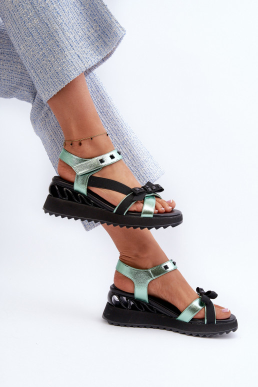 Sandales pour femmes avec des rubans D&A CR956 couleur verte Sandales pour femmes avec des rubans D&A CR956 couleur verte