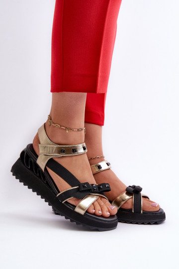 Sandales pour femmes avec des rubans D&A CR956 couleur dorée 2