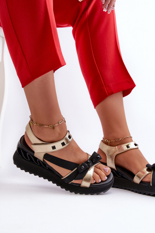 Sandales pour femmes avec des rubans D&A CR956 couleur dorée Sandales pour femmes avec des rubans D&A CR956 couleur dorée